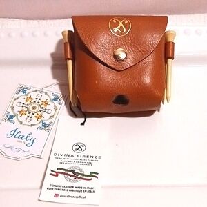 Divina Firenze Handcrafted Leather Golfball & Tee  Holder/Case ⛳️ Made in Italy